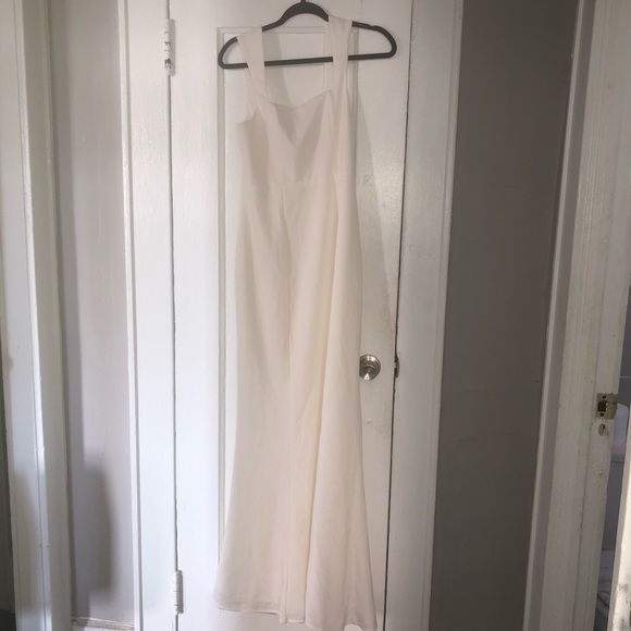 Show me your MUMU ivory formal maxi form fitting gown with stretch Sz M NWOT - Picture 9 of 15